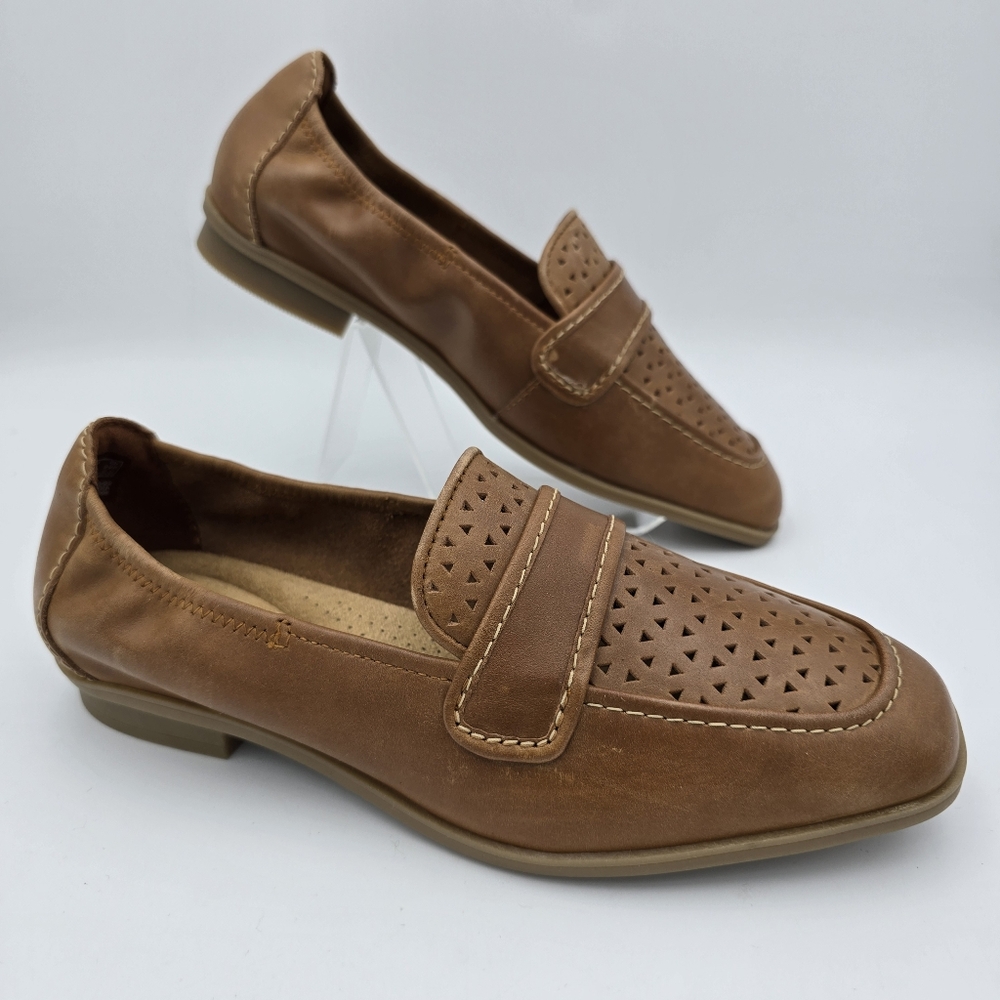 6W - WIDE WIDTH - Clarks Lyrical Way Women's Loafers, Tan Leather, NEW!